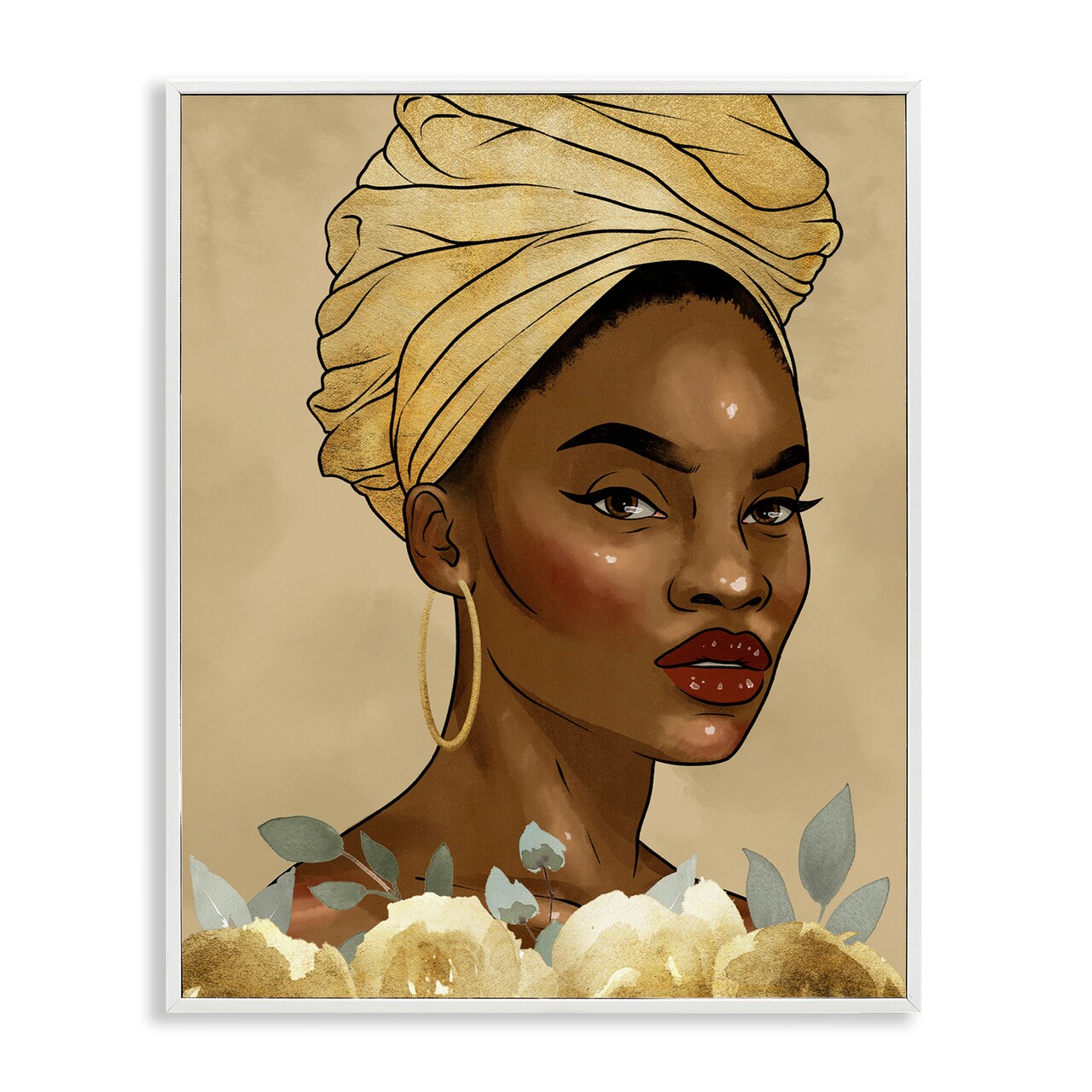 Stupell Industries Exhilarating Golden Beauty Portrait Framed Giclee By Marcus Prime